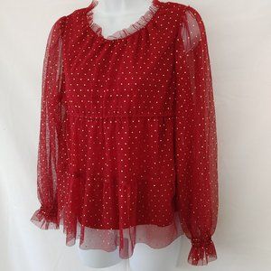 PLUS GIRLS MAROON TULLE TOP